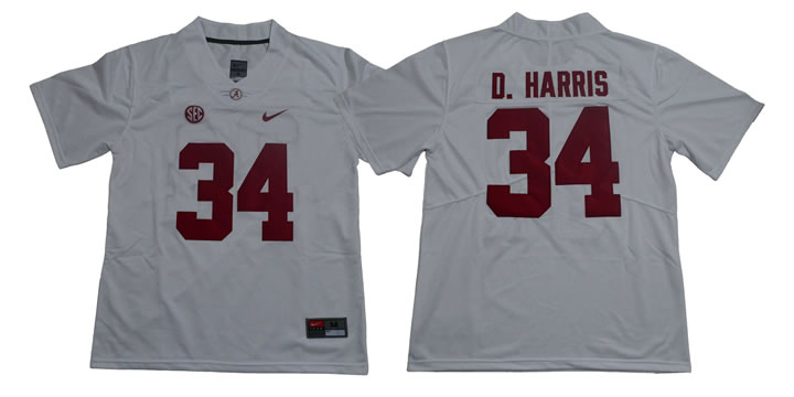 Alabama Crimson Tide 34 Damien Harris White Nike College Football Jersey,We sell and wholesale Alabama Crimson Tide 34 Damien Harris White Nike College Football Jersey on line form chian!
